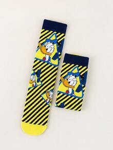 Disney 迪士尼 1/3/5 双装 春夏迪士尼经典角色（唐老鸭/高飞/米妮/米奇/黛丝/布鲁托）大胆波普艺术风格混搭图案条纹弹力透气船袜 日常休闲/国际妇女节/圣帕特里克节迪士尼角色袜 柔软舒适时尚袜 青少年及成人 - 彩色 - 查看 8