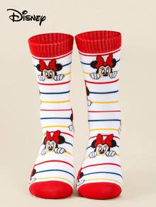 Disney 迪士尼 1/3/5 双装 春夏迪士尼经典角色（唐老鸭/高飞/米妮/米奇/黛丝/布鲁托）大胆波普艺术风格混搭图案条纹弹力透气船袜 日常休闲/国际妇女节/圣帕特里克节迪士尼角色袜 柔软舒适时尚袜 青少年及成人 - 彩色 - 查看 11