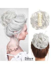 爪夹式凌乱发髻假发片 合成发髻 波浪卷发髻发髻接发 蓬松盘发发髻 爪夹式马尾假发片 - 彩色 - 查看 17