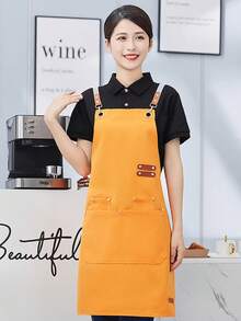 New Canvas Apron, Waterproof, Oil-Resistant, Dirt-Resistant For Home Kitchen, Catering, Cleaning, Protective Workwear - Multicolor - View 5