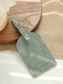 1 pieza Etiqueta de equipaje personalizada con nombre, adecuada para maletas, etiqueta de equipaje con palabra de nombre en letra dorada personalizada con patrón de flores grabado, etiqueta de cuero genuino personalizada con tarjeta de visita oculta, accesorio de viaje, hecho a mano, regalo elegante para dama de honor - Multicolor - Ver 15