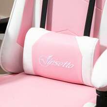Gaming Chair, Computer Chair, Ergonomic Office Chair With Headrest, Lumbar Cushion, Height Adjustable, 360° Swivel, Pink And White - Multicolor - View 3