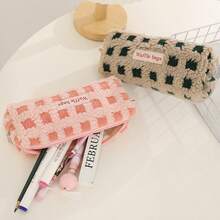 1pc Plush Pencil Case, Simple Design Student Stationery Organizer Bag,Back To School,School Supplies - A10722 - View 5