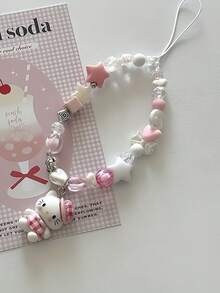 SANRIO 1pc Cute & Fashionable Phone Charm, Short Beaded Accessory Phone Strap, Suitable For Daily Decoration And Wear - Multicolor - View 4