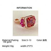 14k Gold Plated Sparkling Cubic Zirconia Women's Wedding Ring, Elegant Bridal Engagement Jewelry, Romantic Anniversary Gift, Available In Multiple Sizes - Gold - View 4