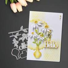 创意花瓶和鲜花切割模具，DIY剪贴簿相册和压花模板，贺卡制作工具，卡片纸切割工艺品，礼品卡制作模板模切。 - 銀色 - 查看 6