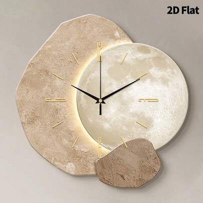 1 pieza Reloj de pared de bloque de planeta texturizado 2D y colorido, movimiento de cuarzo súper silencioso sin sonido de tic tac, adecuado para decorar la sala de estar, el dormitorio, la oficina, la cocina y la cafetería, regalo de decoración del hogar perfecto para amigos y familiares