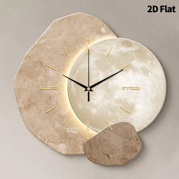 1个2D纹理星球木质静音挂钟，超静音石英机芯，无滴答声，适合装饰客厅、卧室、办公室、厨房和咖啡厅，是送给亲朋好友的完美装饰礼物，也适用于房间装饰、卧室装饰、宿舍装饰、返校装饰、开学惊喜、家居装饰和学习用品。