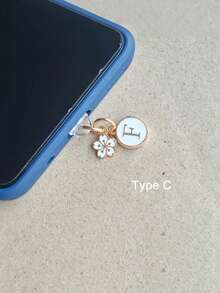1pc Letter A/M & Flower Charm Phone Dust Plug For Type-C Interface Birthday Festival Gift - Multicolor - View 56