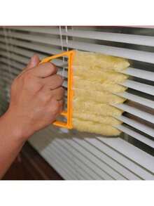 Limpiador suave, limpiador de persianas venecianas, limpiador de aire acondicionado, cepillo limpiador, limpiador de ventanas, herramientas de limpieza del hogar - Amarillo - Ver 4