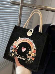 Customizable Tote Bag, Personalized Teacher's Day Gift, Mother's Day Gift, Lightweight Large Capacity Casual Fashionable Suitable, Suitable For Wedding, Birthday, Beach, Holiday, School Bag - Multicolor - View 1