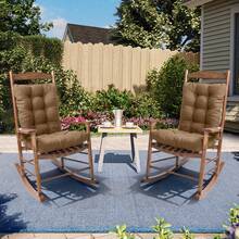 Outdoor Indoor Waterproof Seat Chair Outdoor & Indoor Waterproof Seat Chair Cushions With Ties Chair Back Cushion Recliner Seat Mat Outdoor Dining Chair Cushion For Patio Cushion Furniture - 卡其色 - 查看 8