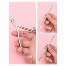 3pcs Stainless Steel Nail Cutter Clipper Cuticle Nipper Set With Dead Skin Pusher Nail Remover Tools,Nail Supplies,Nail Tools,Nail Art Tools,Back To School,Nails,Nail Tools For Press On Nails - 銀級 2 - 查看 6