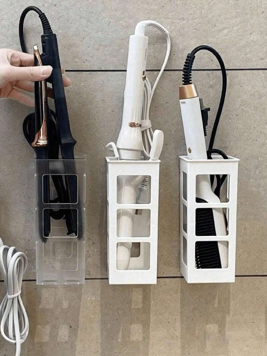 1 giá đỡ và kệ đựng máy uốn tóc, giá kẹp máy duỗi tóc gắn tường phòng tắm, không cần khoan. - Nhiều màu - Xem 1