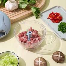 Portable Multifunctional Manual Meat And Vegetable Chopper, Garlic Press, Garlic Extractor For Home And Kitchen - Green - View 6