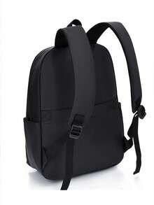 1pc Black PU Leather Backpack, Multi-Pocket Design, Classic Daily Commute Backpack, Travel Bag, Suitable For Travel, School, Unisex, Large Capacity, High-Quality Commuter Bag, Fashionable Minimalist Design - Black - View 10