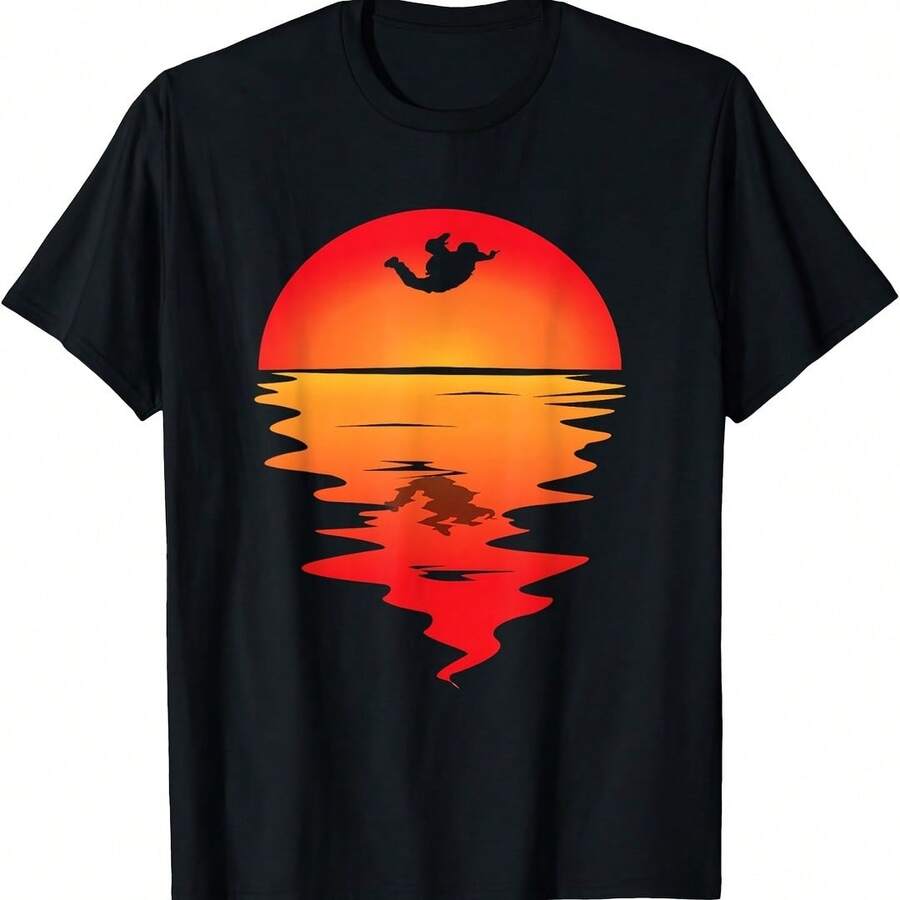 Paragliding Vintage Sun Skydiving Parachutist Parachute T-Shirt - 藍色 - 查看 1