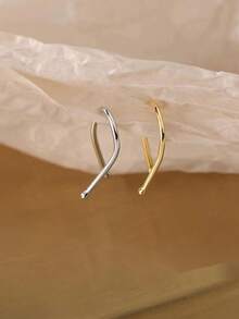 1pc S925 Sterling Silver U-Shaped Minimalist Earrings, Petite & Unique, Versatile & Practical, Suitable For All Occasions - Single Nose Stud - View 4