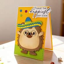 创意刺猬金属切割模具，DIY剪贴簿相册和压花模板，贺卡制作工具，卡片纸切割工艺品，礼品卡制作模板模切。 - 銀色 - 查看 2