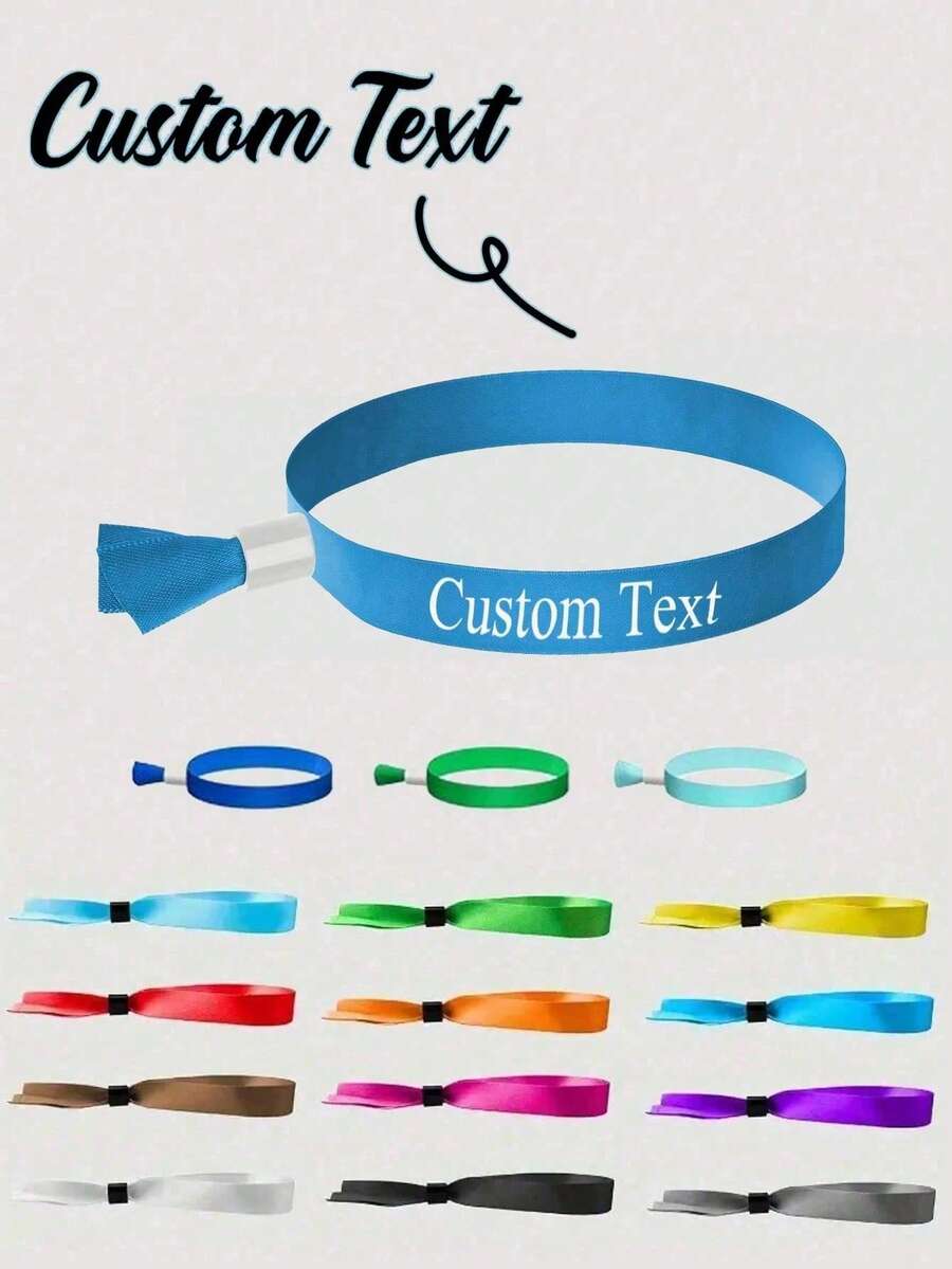 个性化缎面定制手链，配以滑动珍珠，适合各种场合，例如派对、生日派对和节日庆典。它们是成人派对、公司活动和聚会的理想之选，也是派对装饰、婚礼配饰、音乐会和展览赠品、节日用品、VIP手链和圣诞派对礼品的完美选择。 - 彩色 - 查看 1