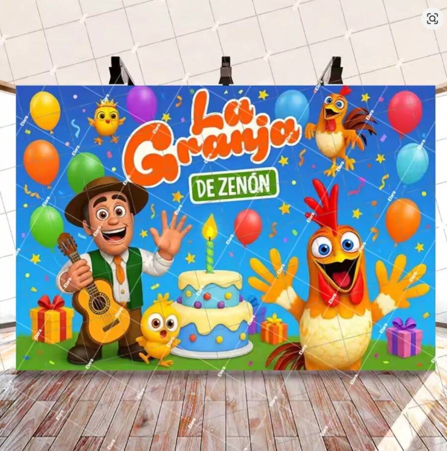 Cartoon Farm Barn La Granja De Zenón Theme Backdrop Birthday Party Decorations Background Photozone Props Poster Gifts - A - Xem 1