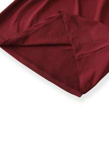 Solid Skew Neck Batwing Sleeve Bodycon Dress Sexy Ruched Mini Dress,Asymmetrical Neck Dolman Sleeve Stretchy Dress Casual Party Bodycon Dress,Sexy Slouchy Neck Long Sleeve Ruched Dress Solid Slim Fit Short Dress,Chinese New Year, Valentine's Day, Music Festivals,Evening Parties, Gatherings, Concerts, Weddings - Burgundy - View 7