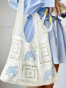 Dedoo 这款时尚畅销的波西米亚风彩色斜挎包，采用镂空编织工艺，饰以奶奶格子钩针图案，散发着复古手工质感和夏日气息。这款包包容量大，适合日常通勤、海滩度假或音乐节等各种场合。搭配吊带背心、牛仔裤和亚麻衬衫，更能增添活力和层次感。 - 彩色 - 查看 3