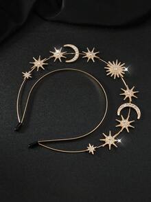 2PCS/1PC Sun Goddess Crown R Star Moon Headband Christmas Headband Halloween Headdress Bohemian Hair Accessories - Multicolor - View 5