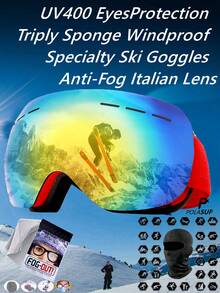 POLASUP 1 件冬季防雾专业双层防雾滑雪镜，带镜面涂层，聚碳酸酯防碎镜片，可调节防滑带，厚泡沫垫，适合高山滑雪、西伯利亚滑雪，圣诞礼物 - 黑框/防霧雙層銀色鍍膜鏡片//雙調整扣 - 查看 14