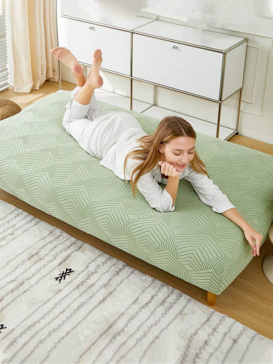 1 pieza Funda de sofá cama acolchada y gruesa de jacquard sin brazos, funda de sofá cama plegable, funda de asiento de autocaravana, protector de sofá sin brazos de fibra de poliéster de cobertura total elástica, extraíble y lavable, para todas las estaciones - Verde - Ver 1