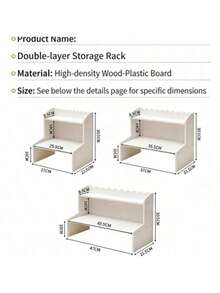 1pc Wooden Desktop Storage Rack,Desktop Vertical Shelf,Room Decorations Desk Storage Rack, Study Desk Storage Rack, Beauty Storage Rack White Color, Cosmetic Organizer, Student Desk Storage Shelf - Small - View 8