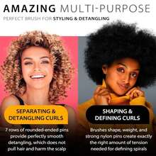 Hair Brush For Women Men Curly Wet Or Dry Hair Classic Detangling Brushes 7 Row For Natural Thick Hair, Blow Styling Separating, Shaping Defining Curls Tools Travel Bristle Black Hairbrush - ColorE - View 3