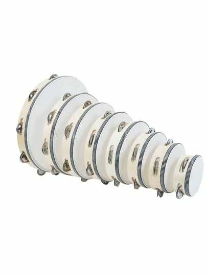 Handheld Wooden Tambourine, Rhythmic Percussion Instrument, Single Row Of Metal Bells, Musical Tambourine, Suitable For Parties And Karaoke (Drumsticks Not Included).