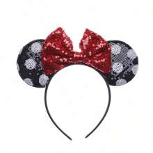 1pc Disney Minnie Mouse Ear Headband With Glitter, Suitable For Halloween, Christmas Costumes. These Mouse Ear Bows Are Perfect For Men, Women And Couples, Ideal Headband/Hair Accessory For Princess Cosplay, Birthday Celebration And Christmas Party - Multicolor - View 6
