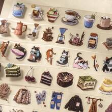 35mm*2M 可爱猫咪甜点图案和纸胶带，哑光PET材质，用途广泛，适用于剪贴簿、日记、计划本、家居装饰、DIY手工、学习用品等。 - 彩色 - 查看 2