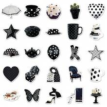 50pcs Black & White Watercolor Aesthetic Stickers, Cute & Fashionable Polka Dot Stickers, Y2K Style Stickers, Suitable For Water Bottles, Computers, Laptops, Phones, Luggage, Notebooks, Refrigerators, Etc. - 3 - View 4