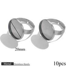 10pcs Stainless Steel Adjustable Blank Ring Bases Diameter 8/10/12/14/16/18/20mm Glass Domed Gemstone Setting Embossed Mounting Tray Home Craft DIY Jewelry Making Ring - Silver - View 12