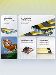 POCO M8 5G Global Version, Snapdragon® 6 Gen 3 Processor, 6.77" Flowing AMOLED Display, 50MP Main Camera, 20MP Front Camera, 5520mAh (Typical) Battery, 45W Turbo Charging, Xiaomi HyperOS 2 Google Gemini - Black - View 3