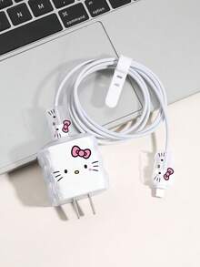 SANRIO Hello Kitty Minimalist 20W Charger Adapter With Bow Protective Case, Compatible With IPhone 15 Charger, 16 ProMax Phone Data Cable Protector, Anti-Bending And Anti-Cat Bite, Suitable For 13/14 Plus Data Cable Protector, Charger Adapter Protector - Nhiều màu - Xem 2