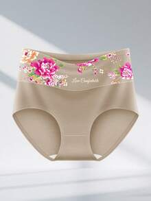 QUASTI 3pcs Women's High Waist Cotton Panties, Tummy Control & Lift, Romantic Floral Print, Comfortable & Breathable, Great Gift Choice - Multicolor - View 7