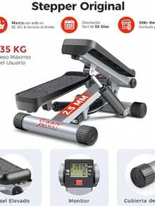 S u nn y H ea lth & F itne ss Mini Steppers Avanzados para Hacer Ejercicio en Casa, Máquina de Ejercicios para Escaleras con Bandas de Resistencia, Stepper Inteligente Opcional con Conexión a la APP SunnyFit - Gris - Ver 3