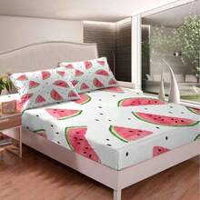 3PCS Personalized Customized Photo Bed Sheet Set, Made Of Polyester Material And Digitally Printed, Suitable For Boys, Girls, Teenagers, Gifts, Bedrooms, All Seasons, Dormitories, Personalized. - Multicolor - View 3