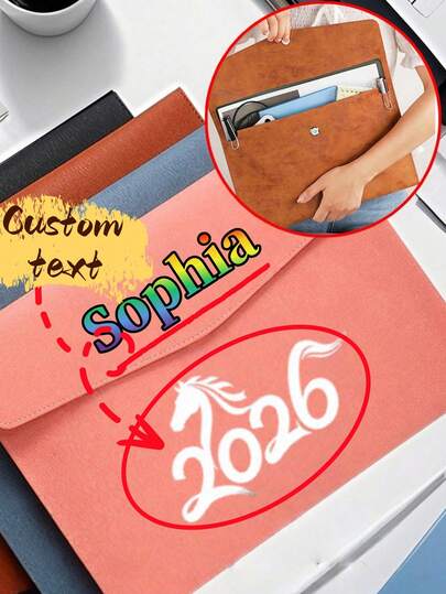 [Customized] Customizable Leather A4 Document Folder, Large Capacity File Bag, Office Supplies, Business File Folder, Suitable For Office File Storage