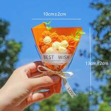 手工礼品花束，针织绒球花束，迷你仿真向日葵和雏菊，节日派对礼品，生日礼物 - 彩色 - 查看 8