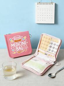 彩色卡通药丸图案便携式药袋,多功能旅行药品收纳盒,轻巧设计,易于放入包/钱包,适用于药袋、药盒和旅行药包,适合旅行、上班族、学生、家庭使用,也适合日常使用、旅行、办公、户外活动。药盒、药盒、药瓶、药罐、医院包、急救包、药品整理器、药品收纳袋、旅行必备包袋、旅行度假必备品 - 彩色 - 查看 4