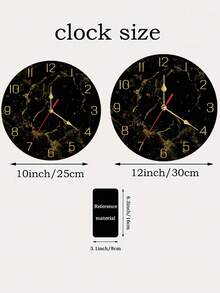 1 pezzo Orologio da parete moderno in texture di marmo da 10/12 pollici, silenzioso senza ticchettio - Orologio da parete al quarzo di lusso nero e oro di grandi dimensioni, funzionamento a batteria (batterie non incluse) - Elegante design in texture di marmo, adatto per soggiorno, cucina, ufficio, camera da letto - Perfetto regalo per il riscaldamento della casa o il Natale - Facile da appendere, adatto per la decorazione dell'ufficio, orologio alla moda, lavorazione di alta qualità, scelta del designer di interni - Multicolore - Visualizzare 5
