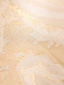 1 chiếc khăn trải bàn trang trí màu vàng, chất liệu giả lụa dệt jacquard, trang trí bàn ăn/phòng khách, có tua rua, họa tiết trừu tượng cổ điển kiểu nhà nông thôn. - Màu be - Xem 3