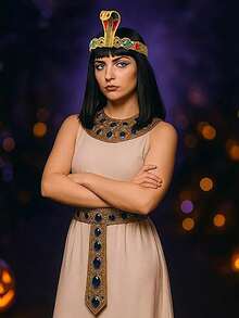 1 Set Egyptian Costume Accessories, Gold Egyptian Queen Headdress, Metal Snake Bracelet, Spiral Bracelet, Snake Bracelet, Female Role-Play Jewelry, Metal Material, Suitable For Party, Wedding, Daily Life, Work, Vacation, Etc.