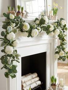 1 dây hoa mẫu đơn nhân tạo dài 180cm, màu trắng, chất liệu nhựa, thích hợp trang trí đám cưới, treo cầu thang, trang trí nhà cửa, để bàn, khung cửa, quà tặng ngày Valentine, quà tặng ngày của Mẹ. - trắng - Xem 1