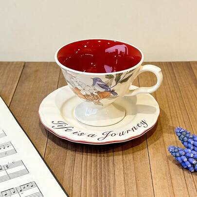 Ceramic Cup Coffee Cup Water Cup Mug Tea Cup Cup Japanese Style Ceramic Floral Pattern Couple For Home Milk Pure White